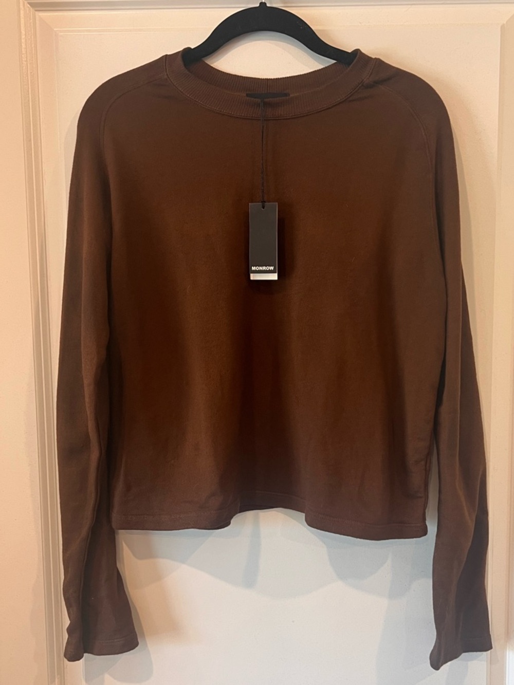 NWT Monrow Supersoft Chcolate Brown Crewneck Top - XL (fits like L)